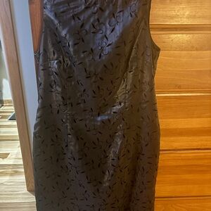 YL by Yair shimmery dark gray dress with Black Floral detail